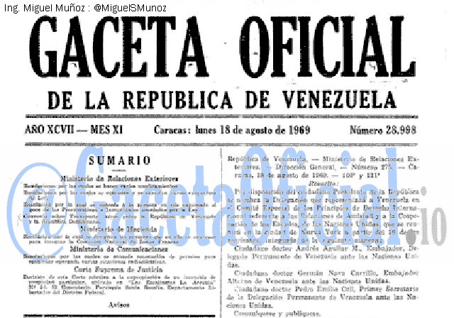 Gaceta Oficial 28998 del 18 Agosto 1969