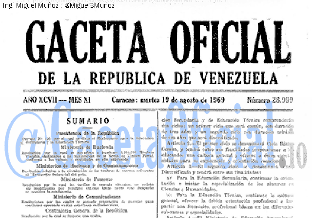 Gaceta Oficial 28999 del 19 Agosto 1969