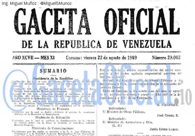 Gaceta Oficial 29002 del 22 Agosto 1969
