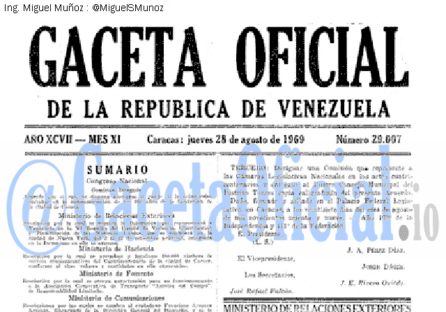 Gaceta Oficial 29007 del 28 Agosto 1969