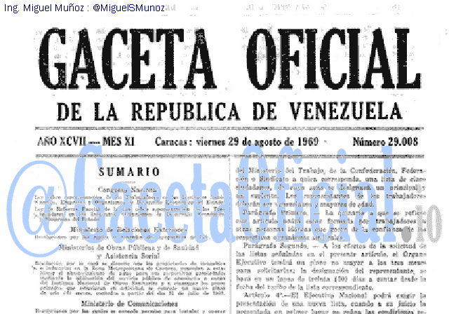 Gaceta Oficial 29008 del 29 Agosto 1969