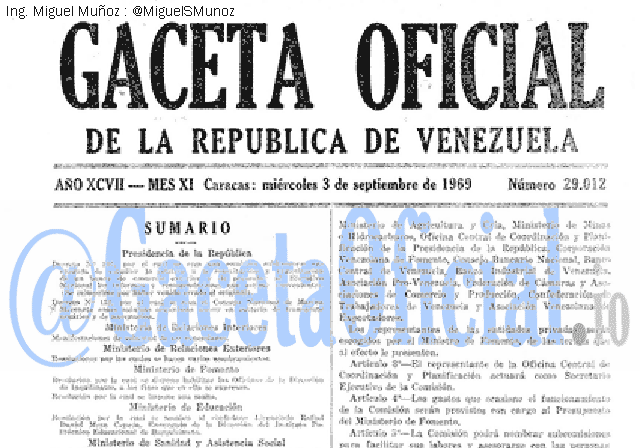 Gaceta Oficial 29012 del 3 Septiembre 1969