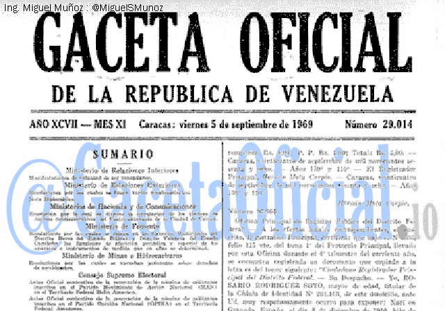 Gaceta Oficial 29014 del 5 Septiembre 1969