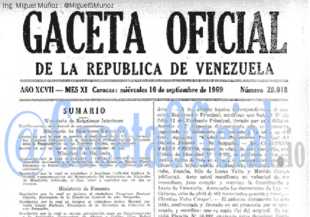 Gaceta Oficial 29018 del 10 Septiembre 1969
