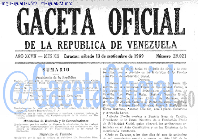 Gaceta Oficial 29021 del 13 Septiembre 1969