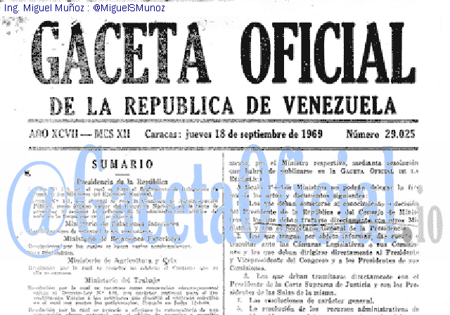 Gaceta Oficial 29025 del 18 Septiembre 1969