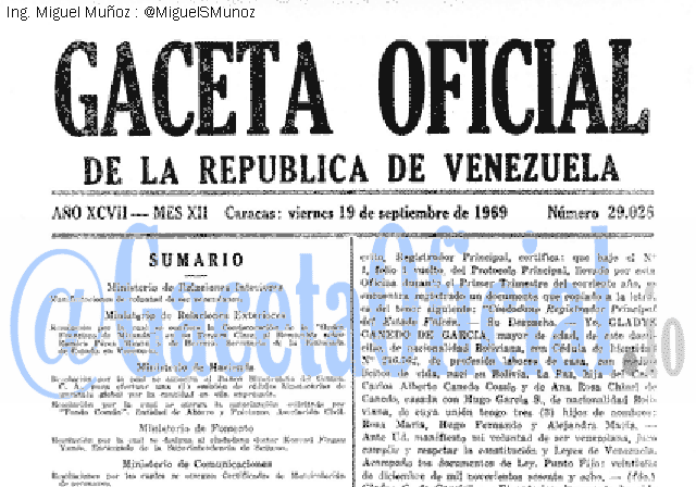 Gaceta Oficial 29026 del 19 Septiembre 1969