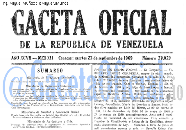 Gaceta Oficial 29029 del 23 Septiembre 1969