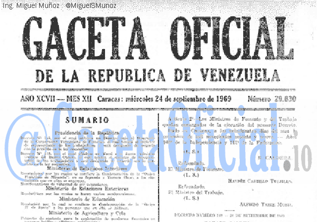Gaceta Oficial 29030 del 24 Septiembre 1969