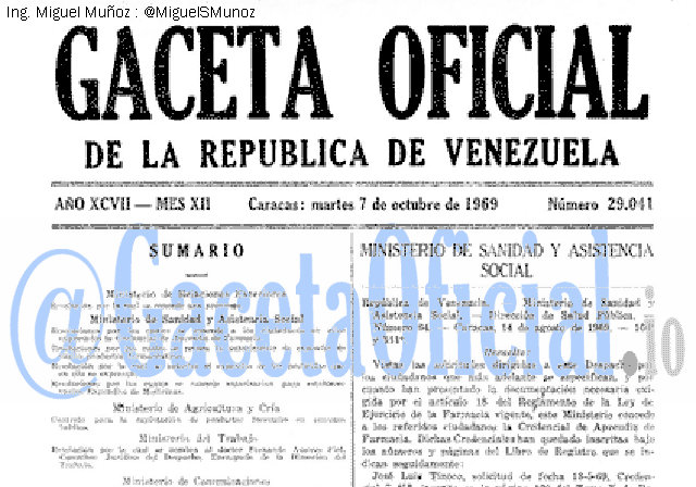 Gaceta Oficial 29041 del 7 Octubre 1969