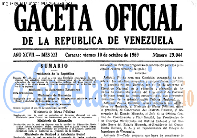 Gaceta Oficial 29044 del 10 Octubre 1969
