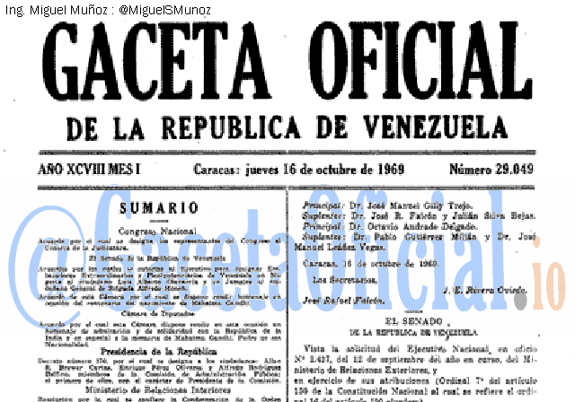 Gaceta Oficial 29049 del 16 Octubre 1969