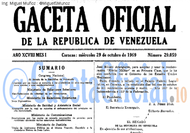Gaceta Oficial 29059 del 29 Octubre 1969