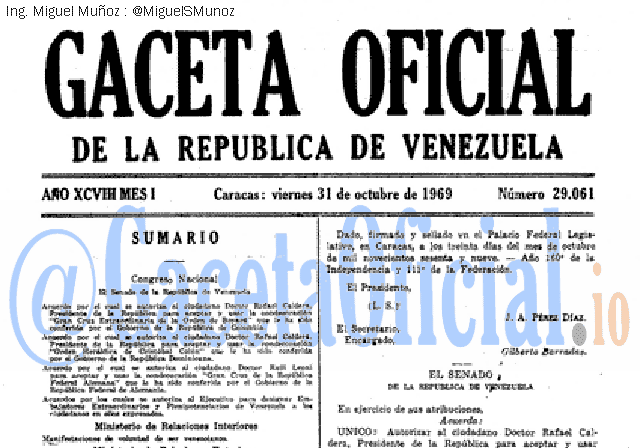 Gaceta Oficial 29061 del 31 Octubre 1969