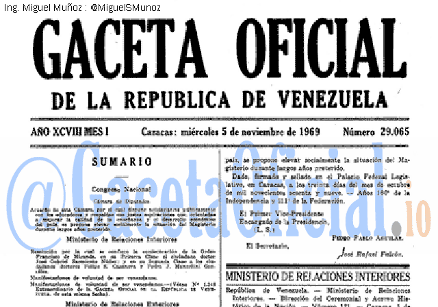 Gaceta Oficial 29065 del 5 Noviembre 1969