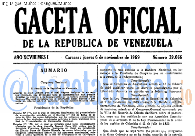 Gaceta Oficial 29066 del 6 Noviembre 1969
