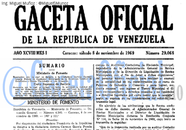 Gaceta Oficial 29068 del 8 Noviembre 1969