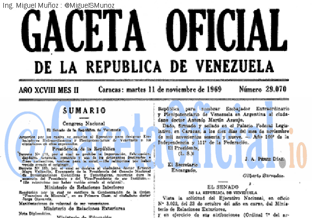 Gaceta Oficial 29070 del 11 Noviembre 1969