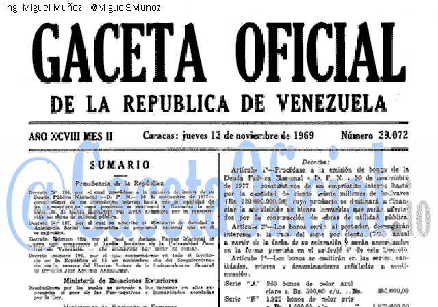 Gaceta Oficial 29072 del 13 Noviembre 1969