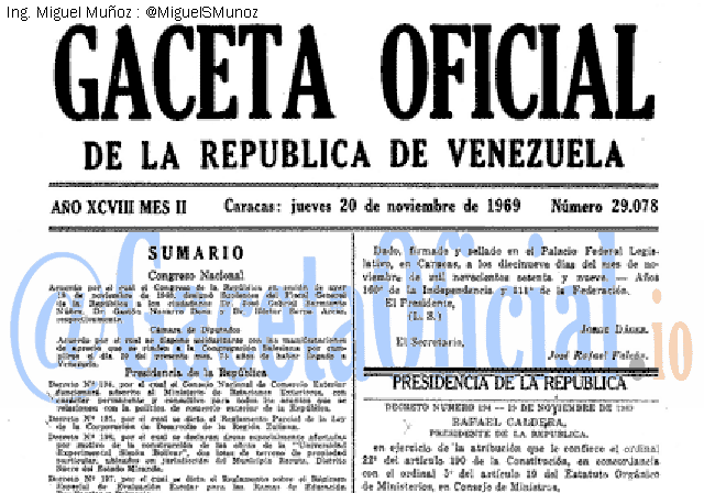Gaceta Oficial 29078 del 20 Noviembre 1969