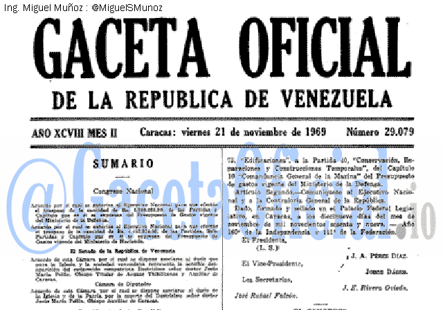 Gaceta Oficial 29079 del 21 Noviembre 1969
