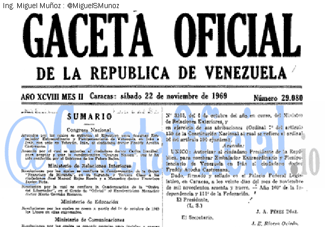 Gaceta Oficial 29080 del 22 Noviembre 1969