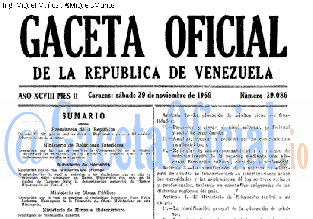 Gaceta Oficial 29086 del 29 Noviembre 1969