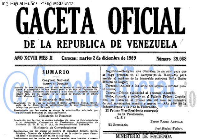 Gaceta Oficial 29088 del 2 Diciembre 1969