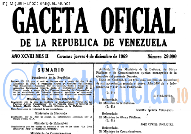 Gaceta Oficial 29090 del 4 Diciembre 1969