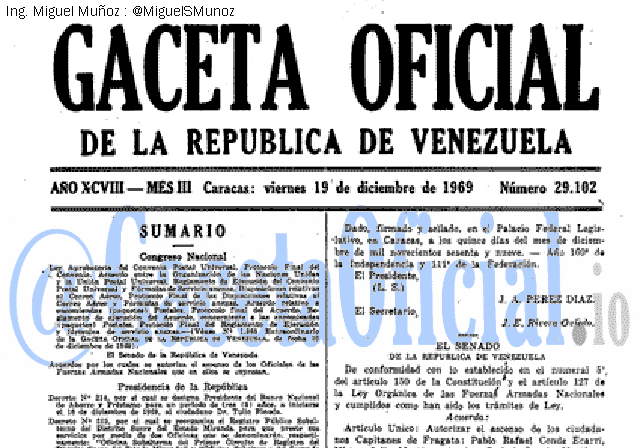 Gaceta Oficial 29102 del 19 Diciembre 1969