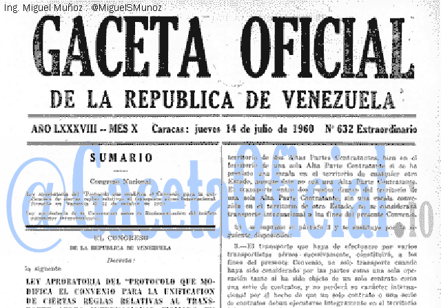 Gaceta Oficial 632 del 14 Julio 1960
