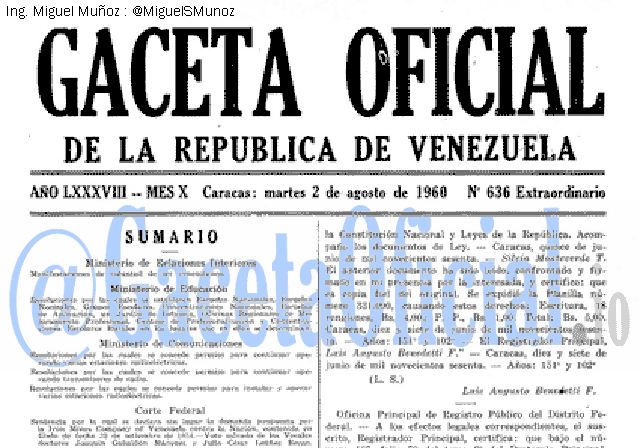 Gaceta Oficial 636 del 2 Agosto 1960