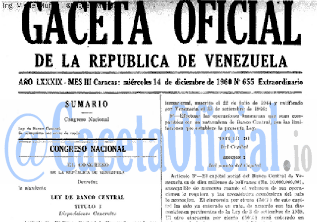 Gaceta Oficial 655 del 14 Diciembre 1960