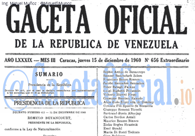Gaceta Oficial 656 del 15 Diciembre 1960