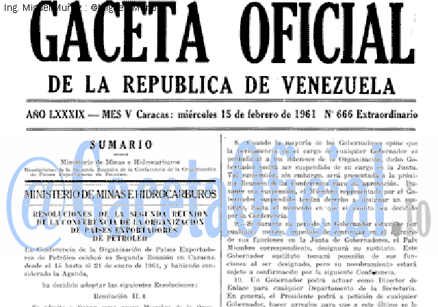 Gaceta Oficial 666 del 15 Febrero 1961