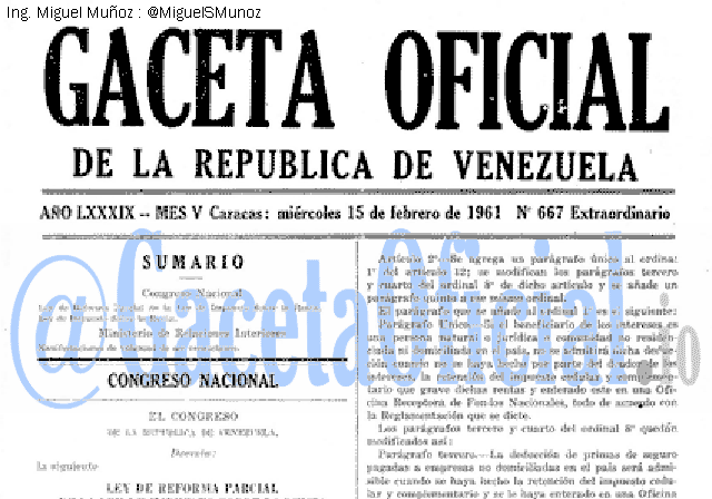 Gaceta Oficial 667 del 15 Febrero 1961