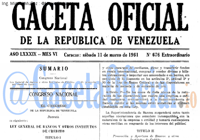 Gaceta Oficial 676 del 11 Marzo 1961