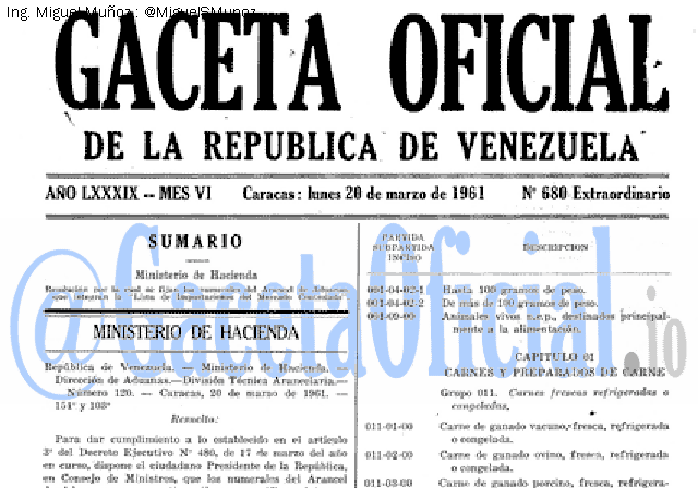 Gaceta Oficial 680 del 20 Marzo 1961