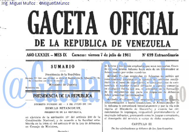 Gaceta Oficial 699 del 7 Julio 1961