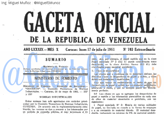 Gaceta Oficial 703 del 17 Julio 1961