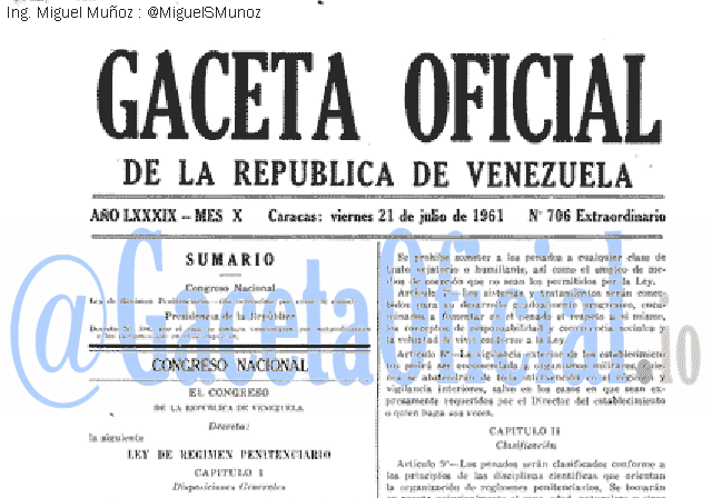 Gaceta Oficial 706 del 21 Julio 1961