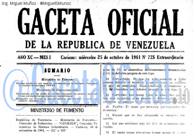 Gaceta Oficial 725 del 25 Octubre 1961