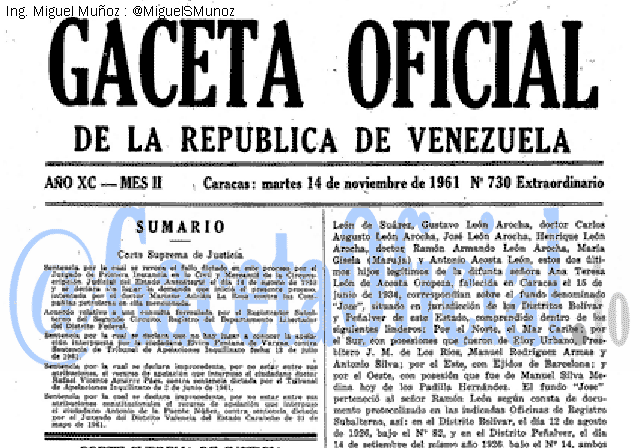 Gaceta Oficial 730 del 14 Noviembre 1961