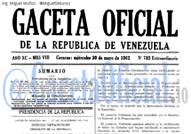 Gaceta Oficial 785 del 30 Mayo 1962