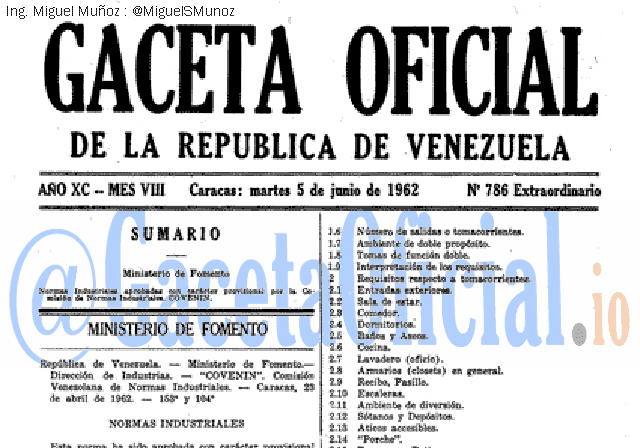 Gaceta Oficial 786 del 5 Junio 1962
