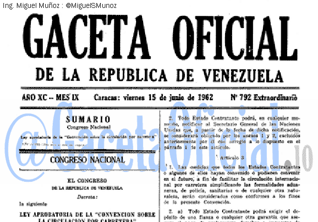 Gaceta Oficial 792 del 15 Junio 1962