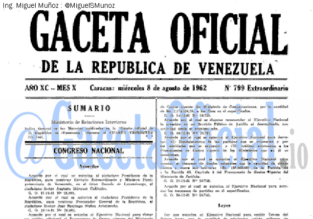 Gaceta Oficial 799 del 8 Agosto 1962