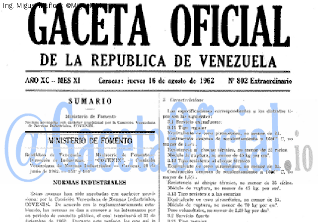 Gaceta Oficial 802 del 16 Agosto 1962