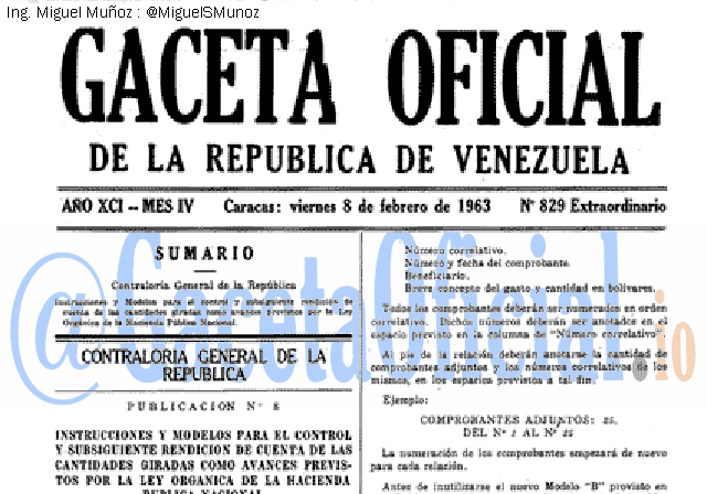 Gaceta Oficial 829 del 8 Febrero 1963