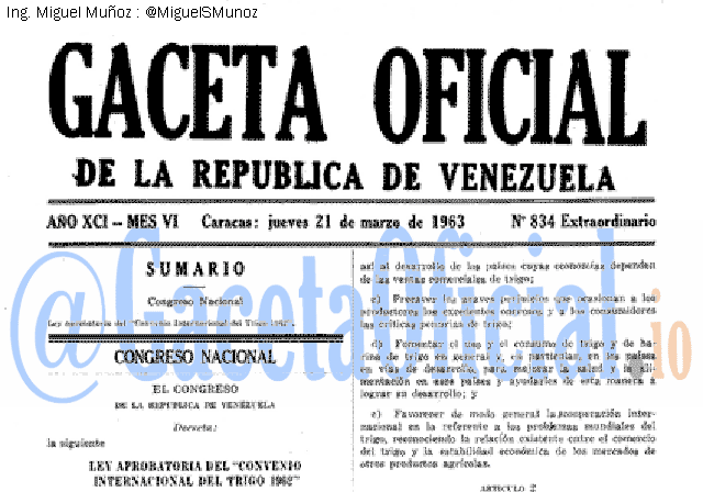Gaceta Oficial 834 del 21 Marzo 1963